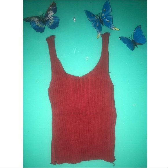Maroon ribbed tank top - Picture 2 of 6